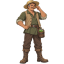 Bram in his straw hat and muddy boots, carrying a pail of green vials
